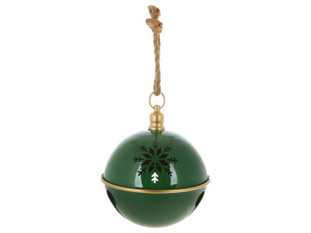 Шар на подвесе Christmas bell, металл, 25×31см, 50см, цвет зеленый