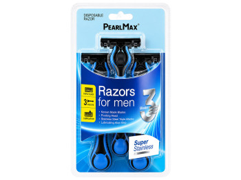 Бритви одноразові чоловічі PearlMax Razors, 3 леза, 3 шт