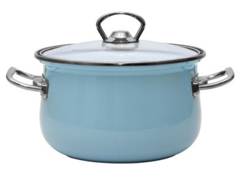 Каструля емальована зі скляною кришкою Infinity Turquoise Blue D20см 3,7л SCE-P652 73113