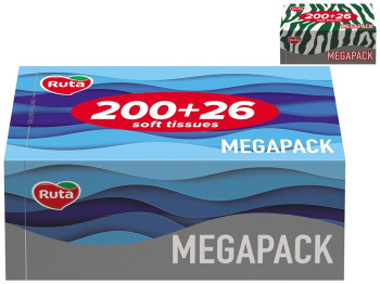 Серветки косметичні Ruta Family Pack, 226шт, 2х шарові, білі