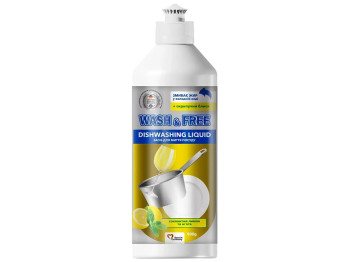 Средство для мытья посуды Wash & Free, лимон и мята, с глицерином, 500 мл