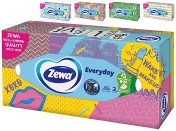 Серветки косметичні Zewa Everyday, 2х шарові, 100шт