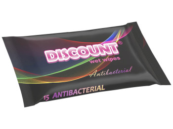 Влажные салфетки "Discount" "С ароматом парфюмов" антибактериальные 15 шт