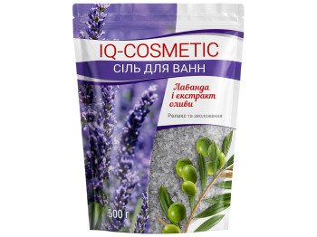 Сіль для ванни IQ-Cosmetic Лаванда та екстракт оливи, квітковий аромат, 500 г