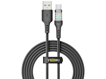 Кабель Yoki Cyber, USB-A — Type-C, 3A, 2 м, черный