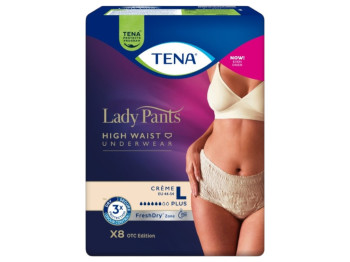 Трусики урологічні Tena Lady Pants Plus Creme, одноразові, целюлоза, розмір L, 6 крапель, 8шт