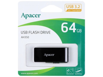 USB флеш-накопичувач 3.2 Apacer AH350 64Gb, Чорний