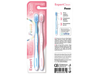 Зубные щетки Fesco Expert Clean мягкие, розовая и голубая, набор 2 шт.