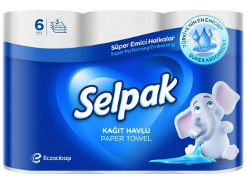 Полотенца кухонные Selpak, 3х слойные, 6 рулонов