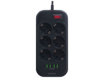 Сетевой удлинитель LDNIO SE6403 4USB / 6 Socket Цвет Чёрный