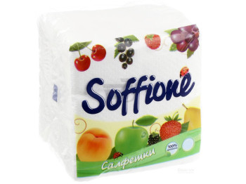Серветки паперові "Soffione" одношарові 24x24см 100шт