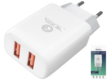 Сетевое Зарядное Устройство Ridea RW-21011 Element Duo 2USB 2.1 A Белый