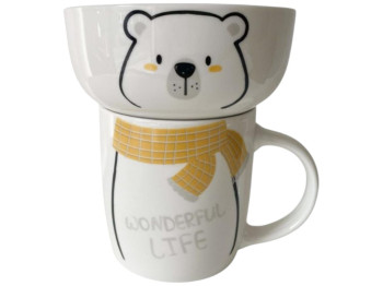 Набір посуду дитячий Limited Edition Happy Bear, чашка, піала, порцеляна, колір білий (ціна за 2пр)