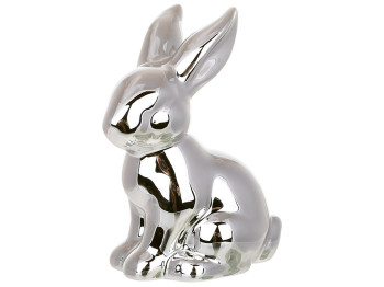 Декоративная фарфоровая фигурка Кролик, 7,8х5х10,4см, цвет - серебро