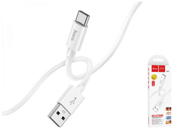 Кабель USB Hoco X87 Magic silicone Type C, Бiлий