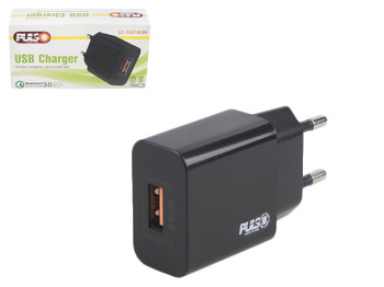Мережевий зарядний пристрій PULSO 18W, 1 USB, QC3,0 (5V, 3A/9V, 2A/12V, 1,5A)