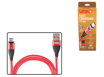 Кабель магнітний VOIN USB - Type C 3А, 1m, red (швидка зарядка/передача даних)