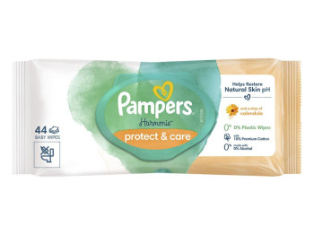 Серветки вологі дитячі Pampers Harmonie Protect & Care, з календулою, без спирту, з клапаном, 44шт