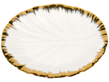 Блюдо сервировочное Golden Leaf, фарфор, золотистый край, 25,4 см