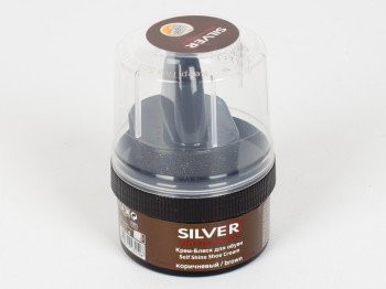 Крем-блиск для взуття Silver (коричневий колір) 50мл в банці