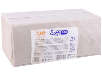Рушники паперові SoffiPRO Basic V-складання одношарові, сірі, 100% вторинне волокно 200шт