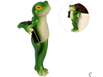 Фігурка для квіткового горщика Funny frog, полірезина, 12см, колір зелений