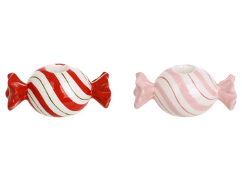 Свічник Candy, кераміка, свічка 24мм, 12×6,4×5,1см, 2 дизайни (ціна за 1шт)