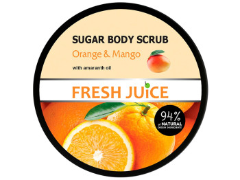 Скраб для тіла Fresh Juice Orange & Mango, цукровий, з екстрактом манго та олією апельсина, 225м