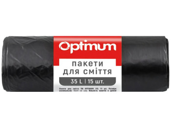Пакети для сміття Pro Optimum LD, 45x54см, 35л, 15шт, чорні, 16118235