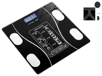 Весы напольные Sokany, электронные, до 180 кг, Bluetooth, закаленное стекло, 26х26см, цвет черный