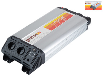 Перетворювач напруги PULSO,12V-220V/2000W/USB-5VDC2.0A, синусоїдальна хвиля, клеми (ISU-2000)