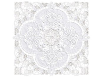 Серветка сервірувальна мереживна Lace Medallion, молочно-біла, 27×27 см