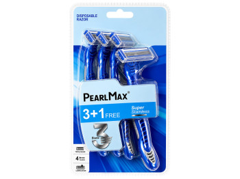 Бритви одноразові чоловічі PearlMax Super Stainless, 3 леза, 4шт