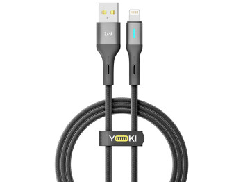 Кабель Yoki Led, USB-A — Lightning, 2,4A, 1,2м, Черный