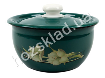 Салатник Idilia с крышкой "Лилия" на бирюзовом 1.5л 17см