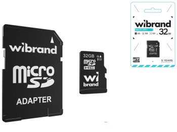Карта Пам'яті Wibrand мicroSDHC 32gb UHS-1 10 Class & Adapter Колір Чорний