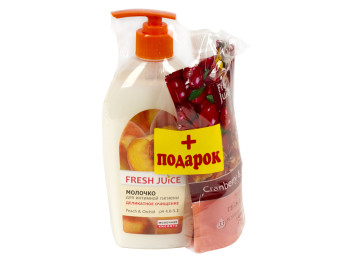 Молочко для инт. гигиены Fresh Juice "Peach & Orchid" 500 мл. + подарок крем-гель для душа 170мл.