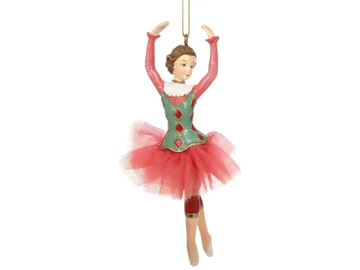 Елочная игрушка подвеска Балерина с фатиновой юбкой, розовая, 5×3×16 см
