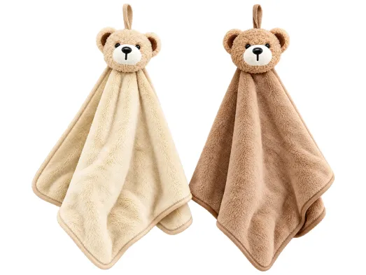 Рушник для рук Teddy Island з ведмедиком та петелькою, 2 кольори, 30×30 см (ціна за 1шт)