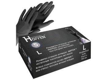 Рукавички нітрилові L Hoffen 5.0г нестерильні текстуровані без пудри, 100шт