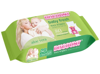 Влажные салфетки детские "Discount" "С экстрактом Алоэ Вера" 80 шт