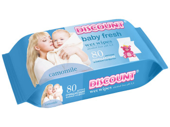 Влажные салфетки детские "Discount" "C экстрактом ромашки" 80 шт