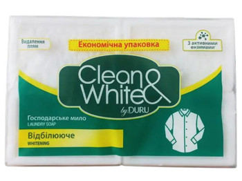 Хозяйственное мыло Duru Clean&White, отбеливающее, 120г (цена за 4 шт)
