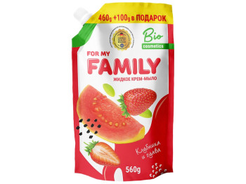 Крем-мыло жидкое For my FAMILY Клубника и гуава с увлажняющим рисовым маслом дойпак 560мл