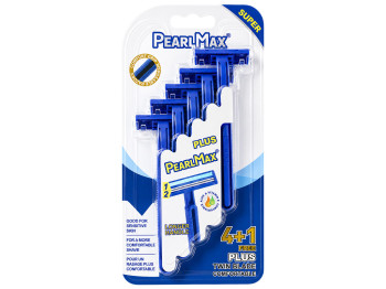Бритви одноразові чоловічі PearlMax Plus Twin Blade з подовженою ручкою, 5 шт