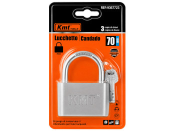 Замок навісний Kmt Tools 70 мм, сталевий, 3 ключі
