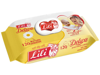 Вологі серветки дитячі Lili DELUXE "З екстр ромашки" 120шт клапан 