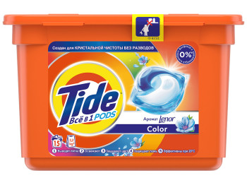 Жидкий гель в растворимых капсулах Tide Color с ароматом Lenor 15х22,8г