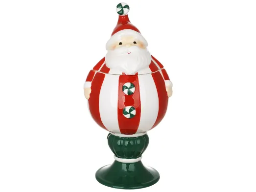 Банка для сладостей Санта Candy collection на ножке, керамика, 600 мл, 13×12,8×26,9 см