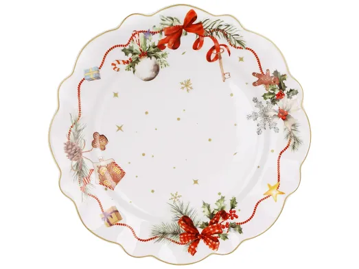Тарелка сервировочная Christmas Ribbon с волнистым краем, фарфор, 28×28×3 см